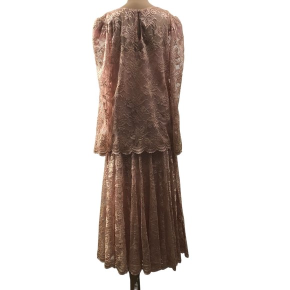 Vintage Pat Richards Lace Size 12 Two-Piece Dress Set - Picture 4 of 8